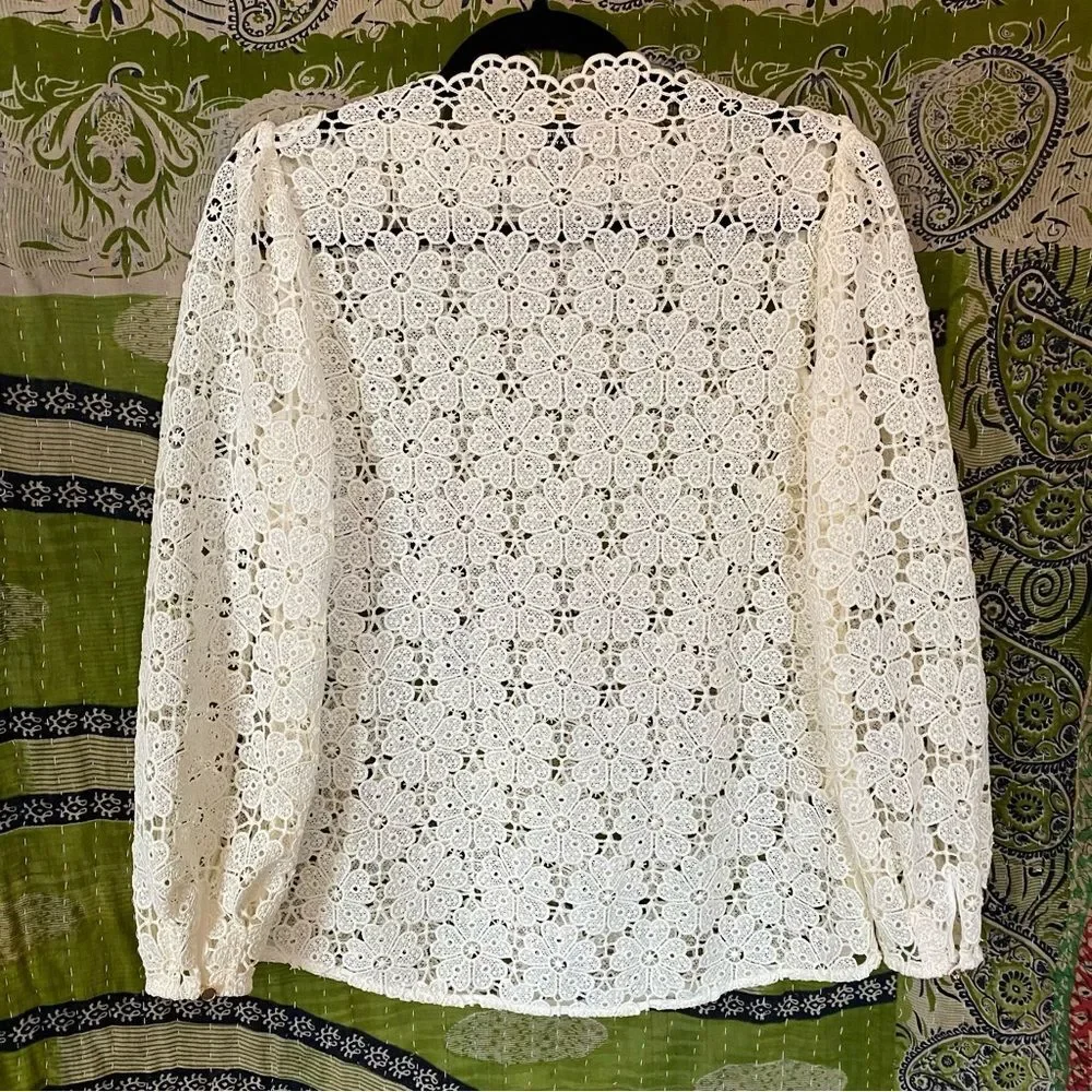 NWOT Kate Spade New York Ivory Daisy Lace Blouse Size 0